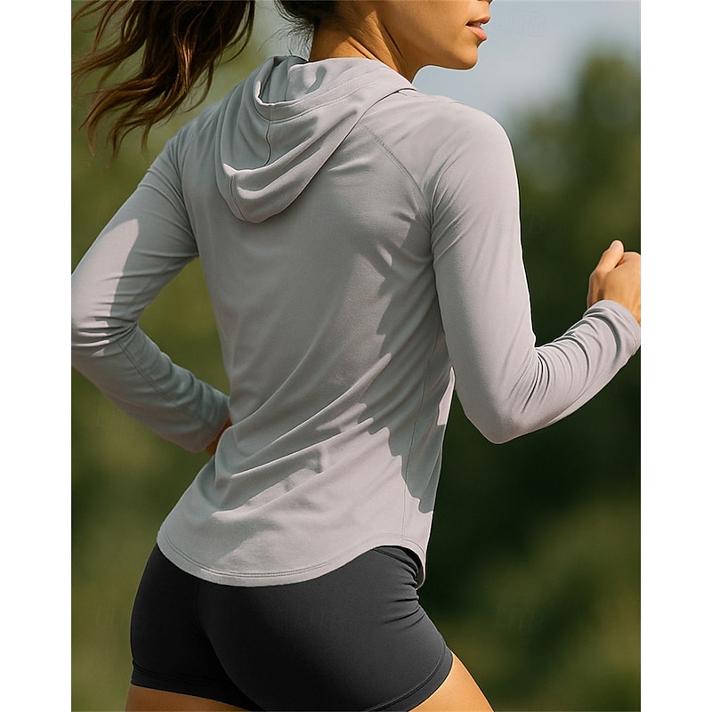Women's Running Shirt Tennis Shirt Long Sleeve Tee Tshirt Solid Colored Sun Protection Lightweight UV Cooling Tennis Golf Running Sportswear Activewear Black White Pink3