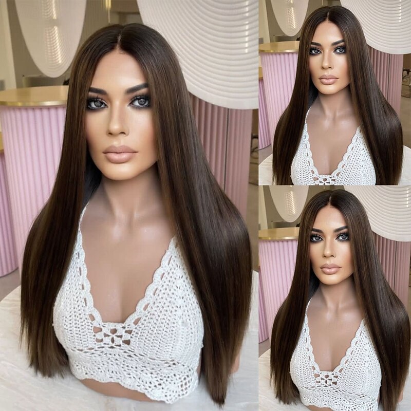 Remy Human Hair 5x5 Closure 13x4 Lace Front Wig Middle Part Brazilian Hair Straight Auburn Wig 130% 150% Density with Baby Hair 100% Virgin Glueless Pre-Plucked For Women Long Human Hair Lace Wig