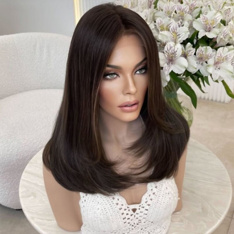 Remy Human Hair 5x5 Closure 13x4 Lace Front Wig Layered Haircut Brazilian Hair Straight Auburn Wig 130% 150% Density with Baby Hair Natural Hairline 100% Virgin Glueless Pre-Plucked For Women Long2