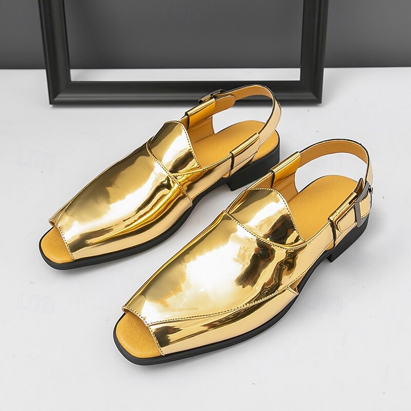 Gold Metallic Slip-On Shoes for Men – Fashionable Open-Back Design, Ideal for Casual Outings and Evening Celebrations3