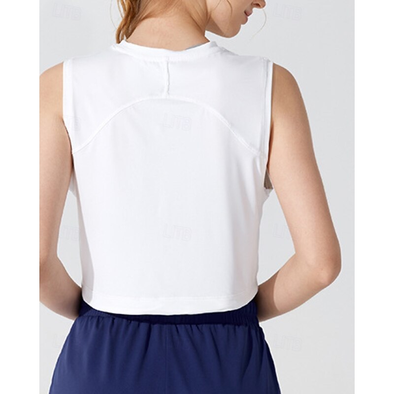 Women's Running Tank Top Drawstring Lightweight Sleeveless Top Solid Colored UPF 50 Sun Protection Quick Dry Wick Moisture Pilates Running Yoga Sportswear Activewear Light Yellow Black White3