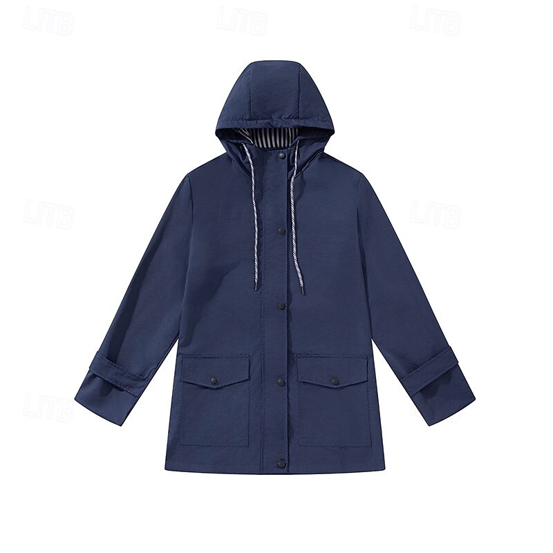 Women's Hoodie Jacket Waterproof Rain Jackets Rain Coats Waterproof Warm Zipper Pocket Fashion Casual Plain Daily Wear Weekend Zipper Long Hooded Regular Fit Long Sleeve Outerwear Black Yellow Pink2