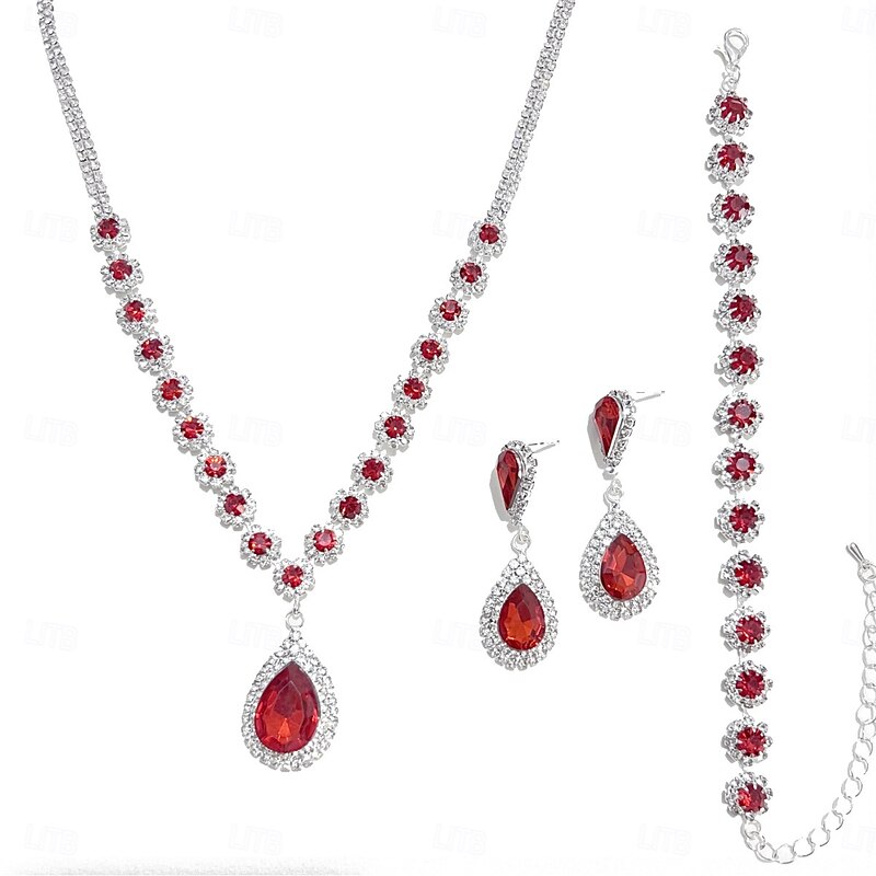 Bridal Jewelry Sets One-piece Suit Alloy 1 Bracelet Earrings Necklace Women's Stylish Cute Joy Jewelry Set For Party Evening Wear2