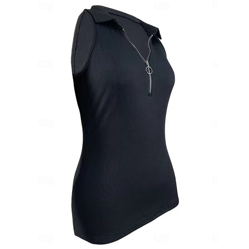 Women's Camisole Tank Top Solid Color Modern Casual Sleeveless Shirt Collar Regular Tops Daily Zipper Black Wine Blue Brown Green Summer3