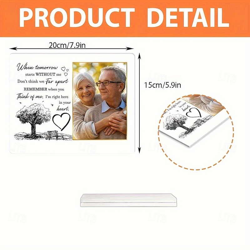 Personalized Memorial Photo Plaque with Base,Custom Acrylic Sympathy Gifts Missing You Photo Frames Plaque I'm Always With You Picture Frame2