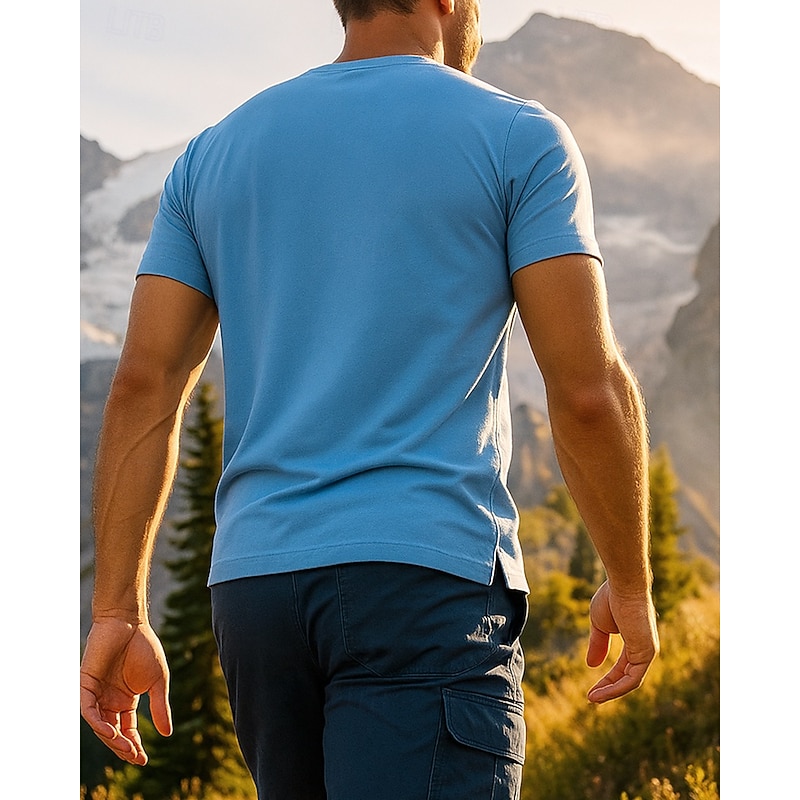 Men's Hiking Shirt Hiking top Tee shirt Short Sleeve Crew Neck Tee Tshirt Top Outdoor Breathable Quick Dry Lightweight Polyester Black Yellow Blue Tennis Golf Running2