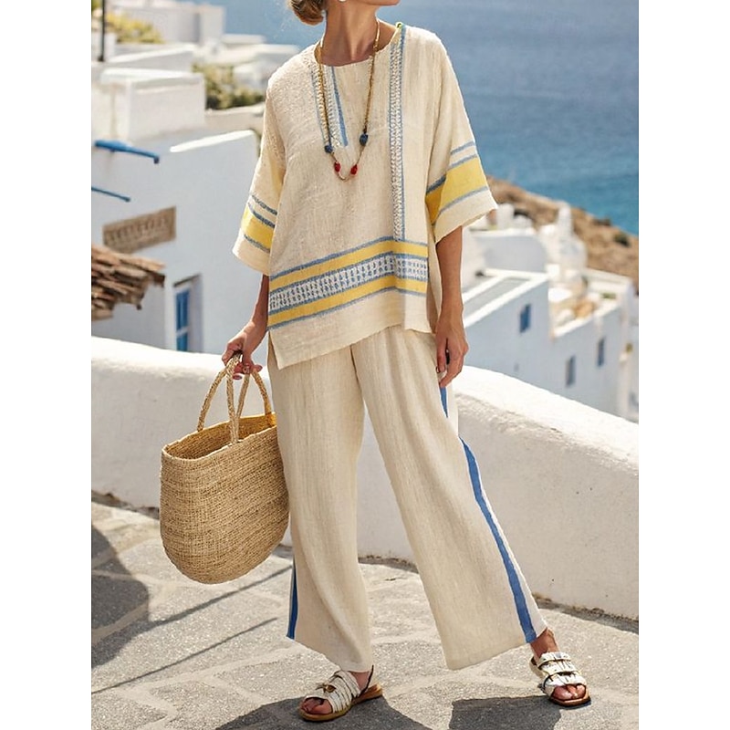 Women Tracksuit Half Sleeve Ivory Red Blue Autumn / Fall2