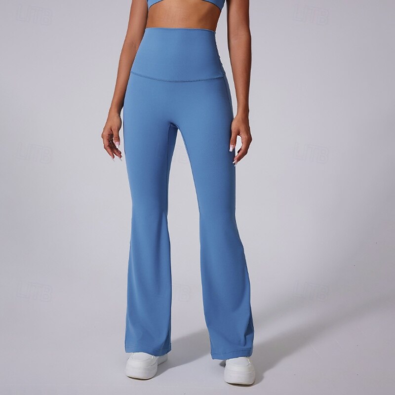 Women's pilates leggings fitness pants sport pants Flared Lightweight Pilates Running Fitness Pants Solid Color Yan pink Black Blue Fall Winter Sports Activewear Micro-elastic2