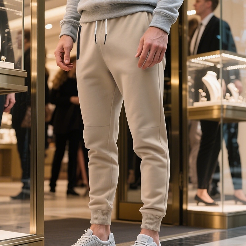 Men's Athletic Pants Sweatpants Joggers Trousers Pocket Elastic Waist Drawstring Plain Comfort Sports Outdoor Daily Fashion Casual ArmyGreen Black Micro-elastic