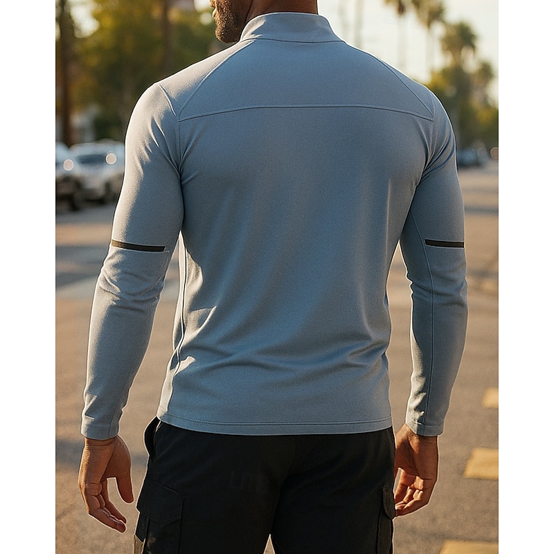 Men's Running Top Running Shirt Quarter Zip Long Sleeve Tee Tshirt Solid Colored Quick Dry Lightweight Breathable Tennis Golf Running Sportswear Activewear Dark Grey Black White2