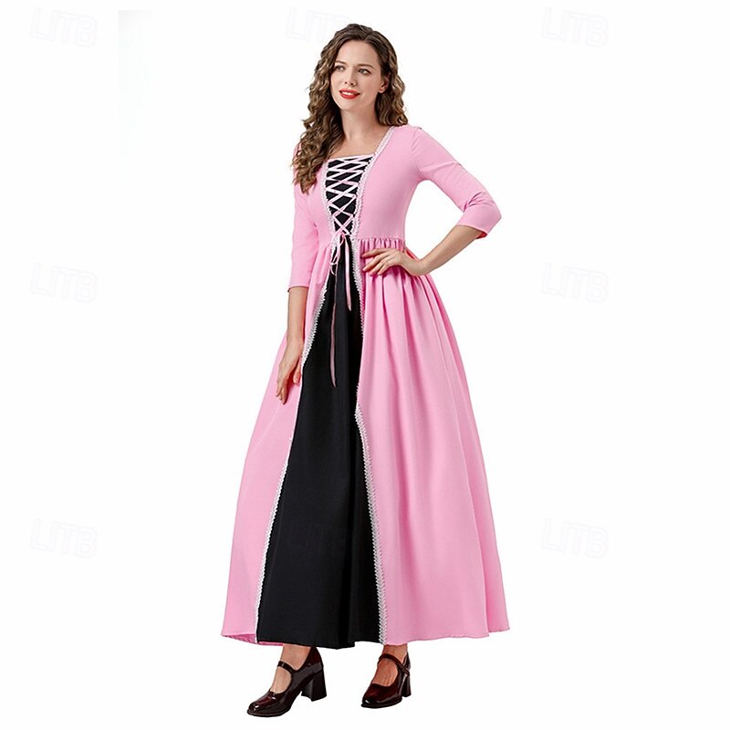 Elegant Vintage Inspired Renaissance Long Length Dress Cosplay Costume Masquerade Noblewoman Square Neck Fancy Dress Women's Halloween Masquerade Dress Party & Evening Casual Daily Adults' Dress All4