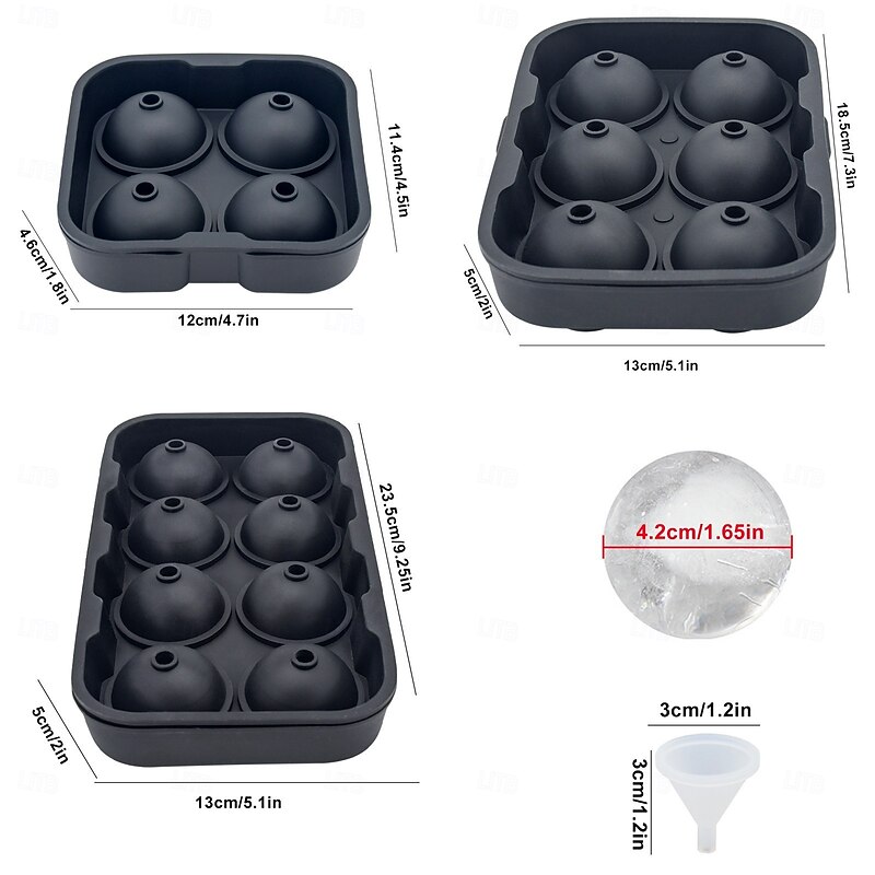 Round Ice Ball Mold for Whiskey, Large Silicone Ice Sphere Tray with Lid, Easy Release & Quick Freeze Ice Maker for Cocktails, Bars, Parties, Big Ice Cube Mould for Drinks4