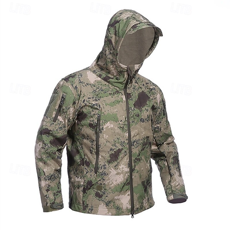 Men's Hiking Jacket Winter Coat Hiking Fleece Jacket Winter Outdoor Thermal Waterproof Windproof Winter Fleece Jacket Yellow Light Green Green Khaki3