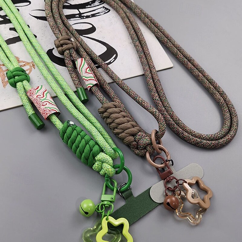 New mobile phone cartoon pendant hanging rope crossbody adjustable strap women's printed label hanging rope outdoor travel climbing anti lost rope3