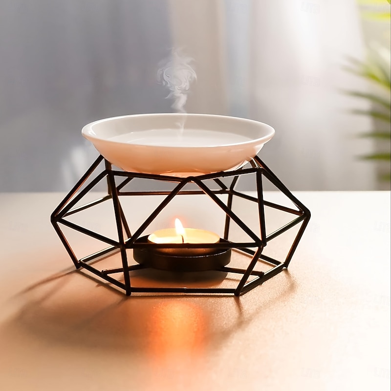 1 Set Ceramic Tealight Candle Holder - Fragrant Essential Oil Diffuser Aroma-Rich Candle Oil Warmer Gentle Tea Light Wax Melt Warmer - Unique Birds Nest Design Durable Metal Construction Perfect f