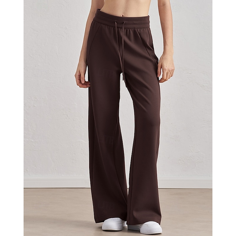 Women's fitness pants Pilates Pants Yoga Pants Drawstring with Pockets Lightweight High Waist Gym Pilates Zumba Bottoms Solid Color Brown Coffee Modal Fall Sports Activewear Micro-elastic Loose Fit2