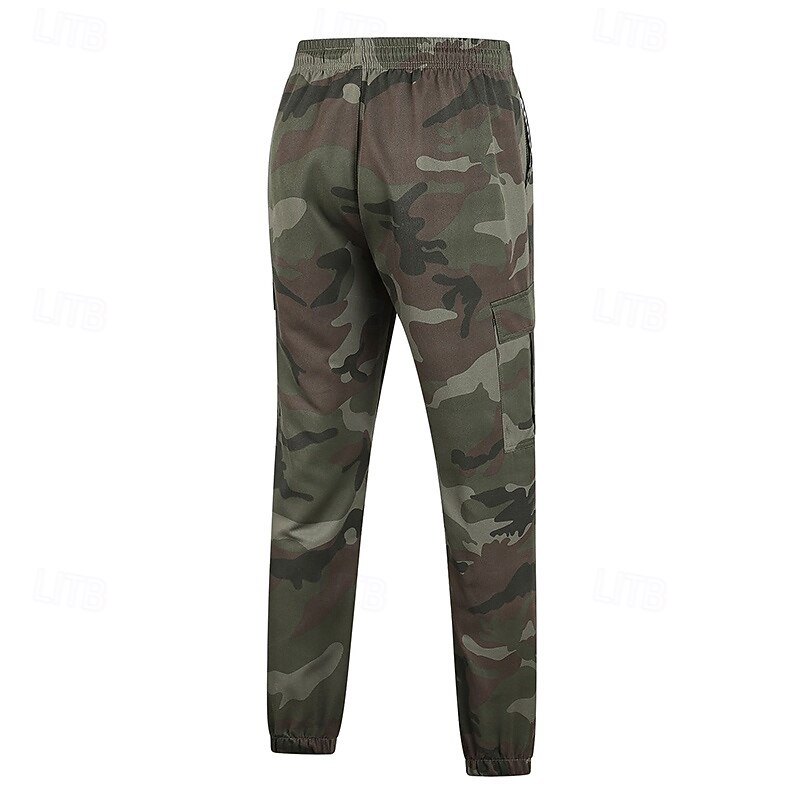 Men's Hiking Pants Trousers Fleece Pants Thermal Pants Camo Outdoor Regular Fit Waterproof Windproof Bottoms Pocket Elastic Waist Army Green Green Camping / Hiking Running S M L XL XXL2