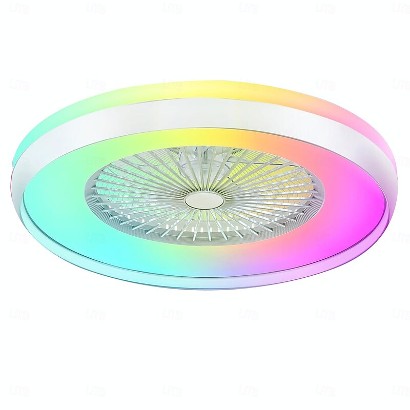 Bladeless Ceiling Fan with Light, Low Profile Ceiling Fan Smart RGB Ceiling Fans Fandelier Remote Control, Modern Flush Mount Enclosed Chandelier2