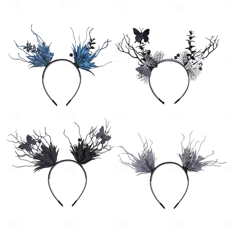 Halloween Headband Funny Bat, Ghost Hand, Antler and Branch Hair Hoop, Cute Party Costume Accessory for Festival Dress-Up and Photo Props3