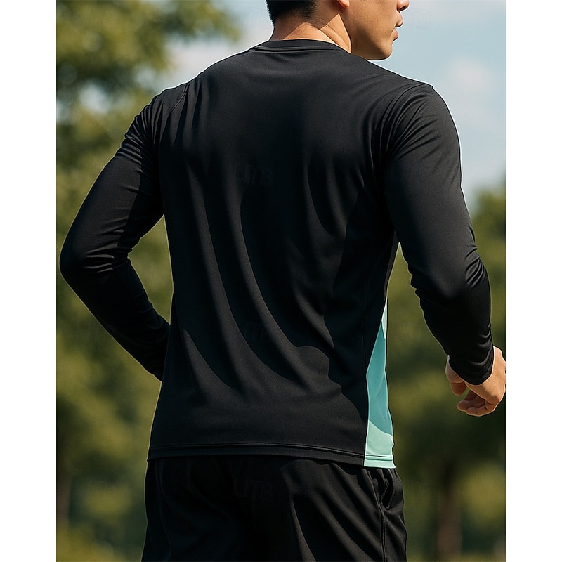 Men's Running Shirt Tennis Shirt Long Sleeve Tee Tshirt Color Gradient Quick Dry Lightweight Breathable Tennis Golf Running Sportswear Activewear Green Gray3