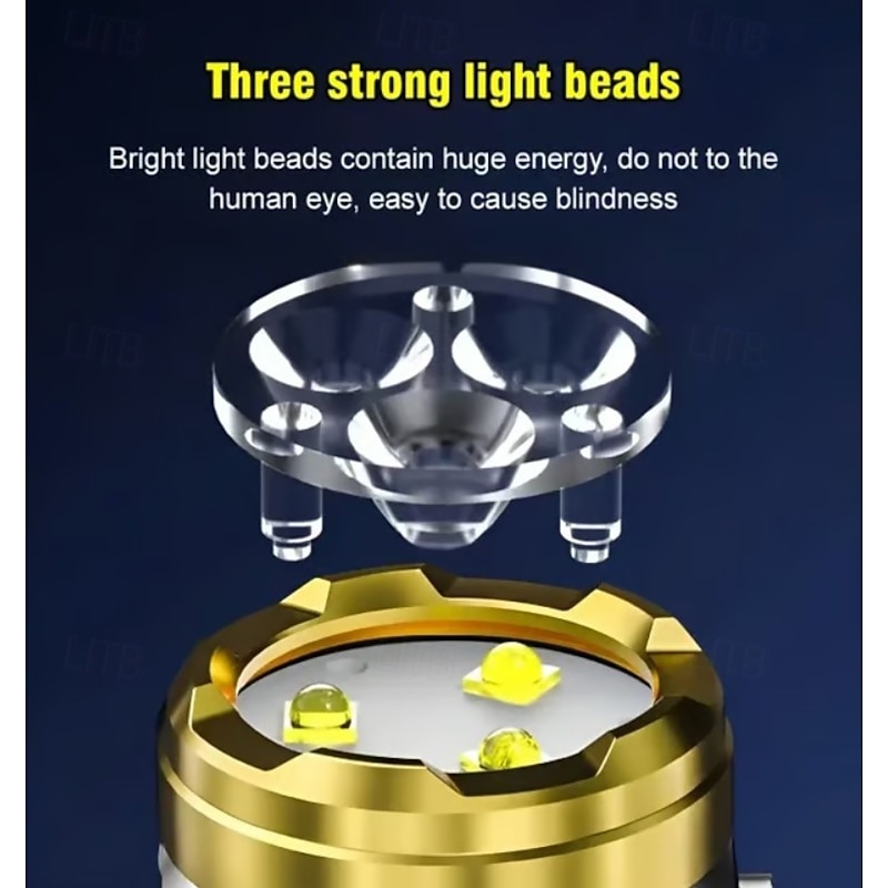 Three-Eyed Monster Mini Flash Super Power Flashlight, German Thumb Sized Flashlight, 3 Eyed Monster Mini Flashlight, Outdoor Small High Lumen Rechargeable Waterproof Pocket Flashlight4