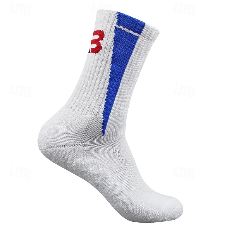 1 Pair Men's Hiking Socks Running Socks Sports Socks Breathable Anti Blister Sweat-Wicking cushioned Outdoor quarter crew Patchwork Cotton Black White Pink for Running3