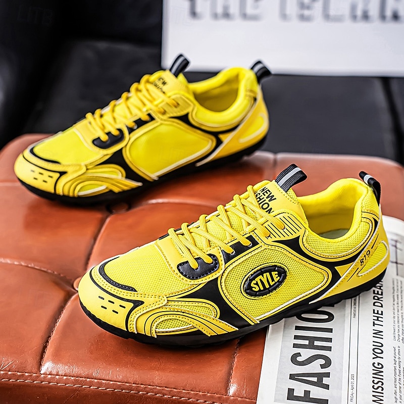 Men's Yellow Sports Sneakers with Black Accents - Lightweight Design, Breathable, Ideal for Running, Sports and Active Lifestyle4