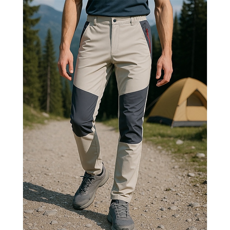 Men's Hiking Pants Trousers tracksuit bottoms Patchwork Summer Outdoor Regular Fit Waterproof Windproof Quick Dry Lightweight Pants / Trousers Elastic Waist Army Green Khaki Camping / Hiking Golf