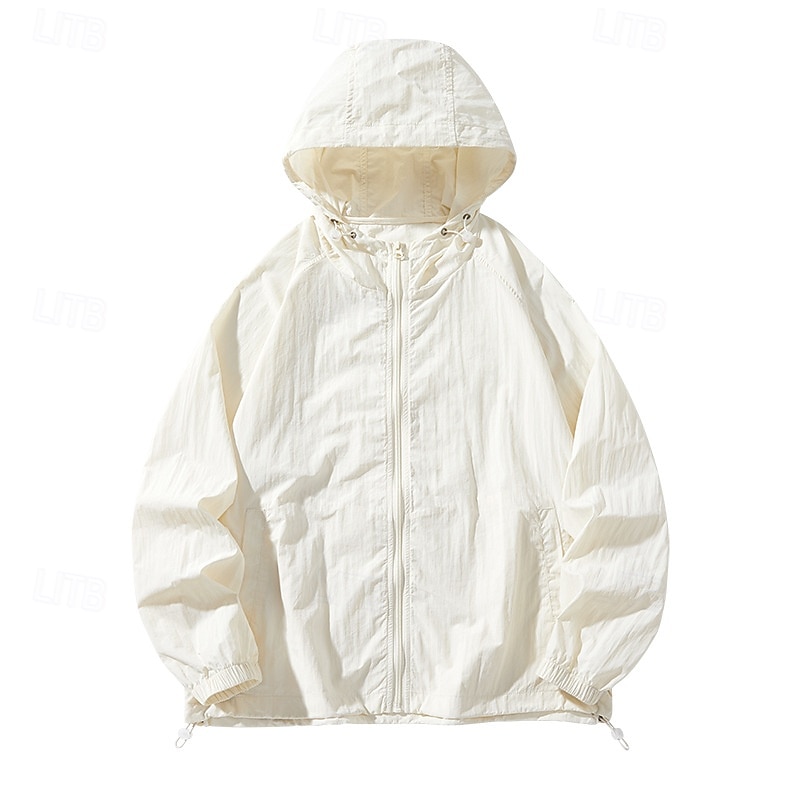 Men's Women's Unisex Running Jacket Outdoor Jacket Full Zip Long Sleeve Outerwear Athletic Solid Colored Sun Protection Quick Dry Lightweight UV Cooling Tennis Golf Running Sportswear Activewear Dark3