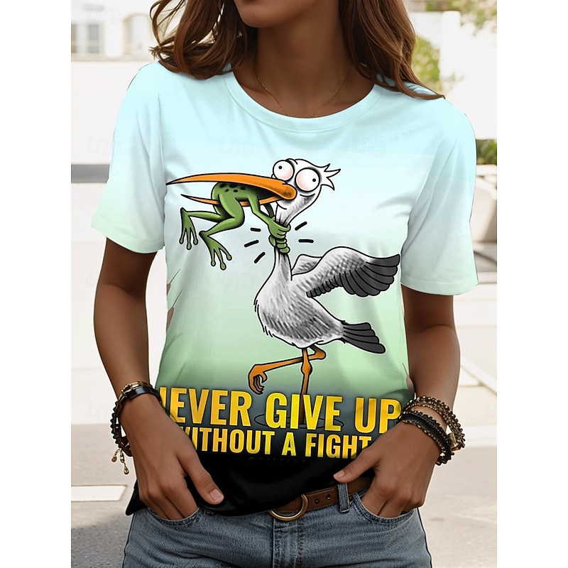 Women's T Shirt Graphic Animal Bird Vintage Stylish Classic Short Sleeve Crew Neck Round Neck Regular Tops Daily Weekend Print White Blue Green Summer Spring3