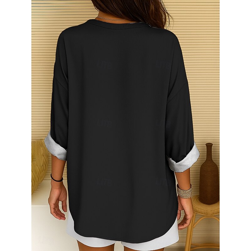 Women's Blouse Tunic V Neck Long Sleeve Boho Casual Tops Graphic Animal Bohemia Vintage Tropical Regular Tops Daily Wear Print Black White Yellow Red Blue2