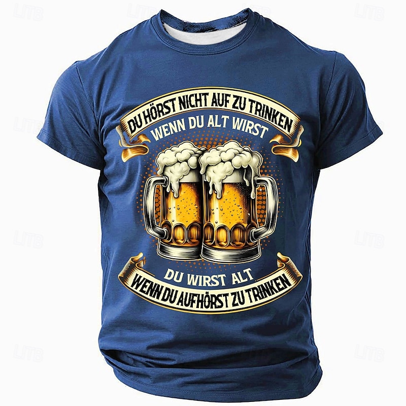 Men's Funny Beer Drinking T-Shirt - German Quote 'You Get Old When You Stop Drinking' Lifestyle Tee2