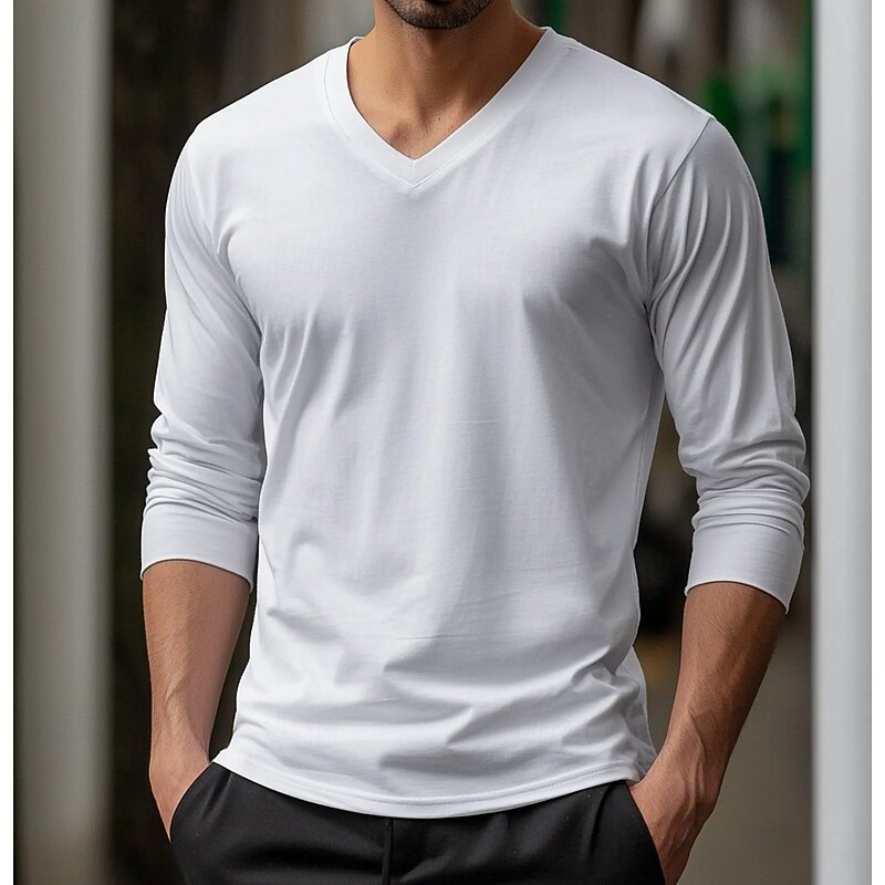 Men's T Shirt Long Sleeve Shirt Long Sleeve Crew Neck Winter Spring &  Fall Solid Color Plain Daily Sportswear Casual Basic Plain Outdoor Causal Casual Dark Grey Black White Top Tee for Men