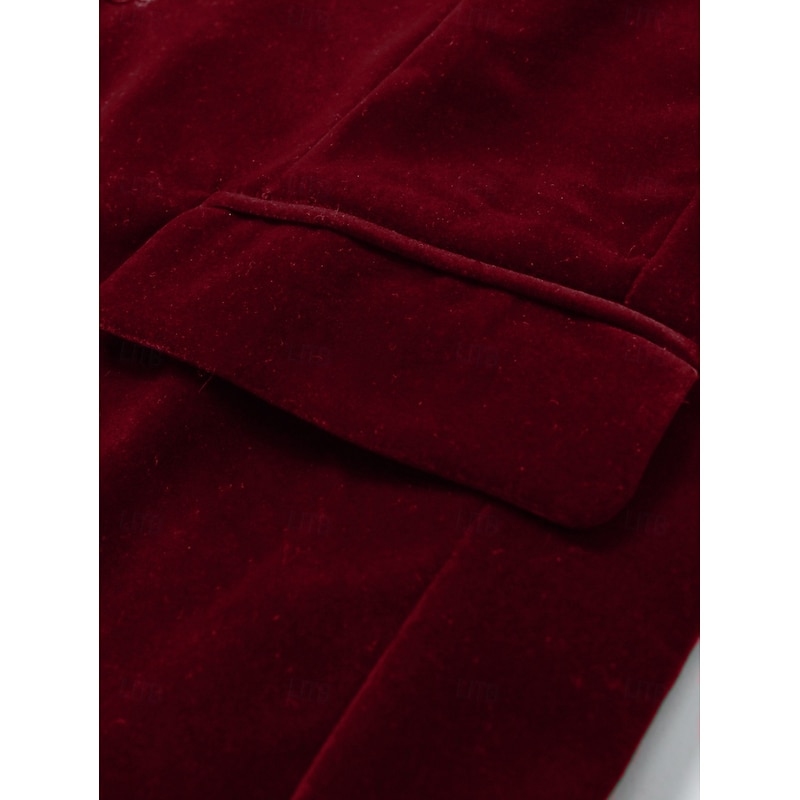Men's Velvet Blazer Jacket Party Tuxedos Warm Vintage Fall Winter Solid Color Pocket Classic Single Breasted One-button Blazer Black Red Blue Green4