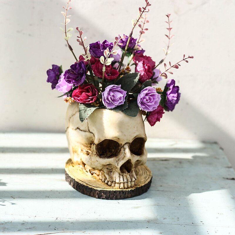 Skeleton Chic Planter - Durable Waterproof Polyresin Construction Versatile Indoor & Outdoor Decor for Plants Florals and Candy Perfect for Spooky Halloween and Vibrant Day of the Dead Celebration2
