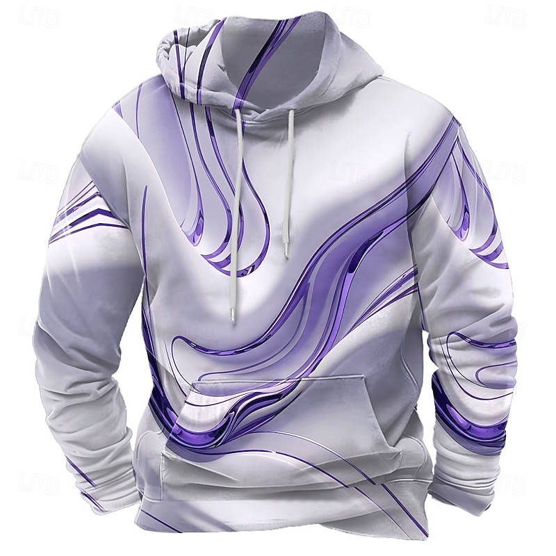 Men's Geometric Hoodies Sweatshirt Casual Long Sleeve Crew Neck Holiday Streetwear Yellow Blue Drawstring Fall Winter Designer2