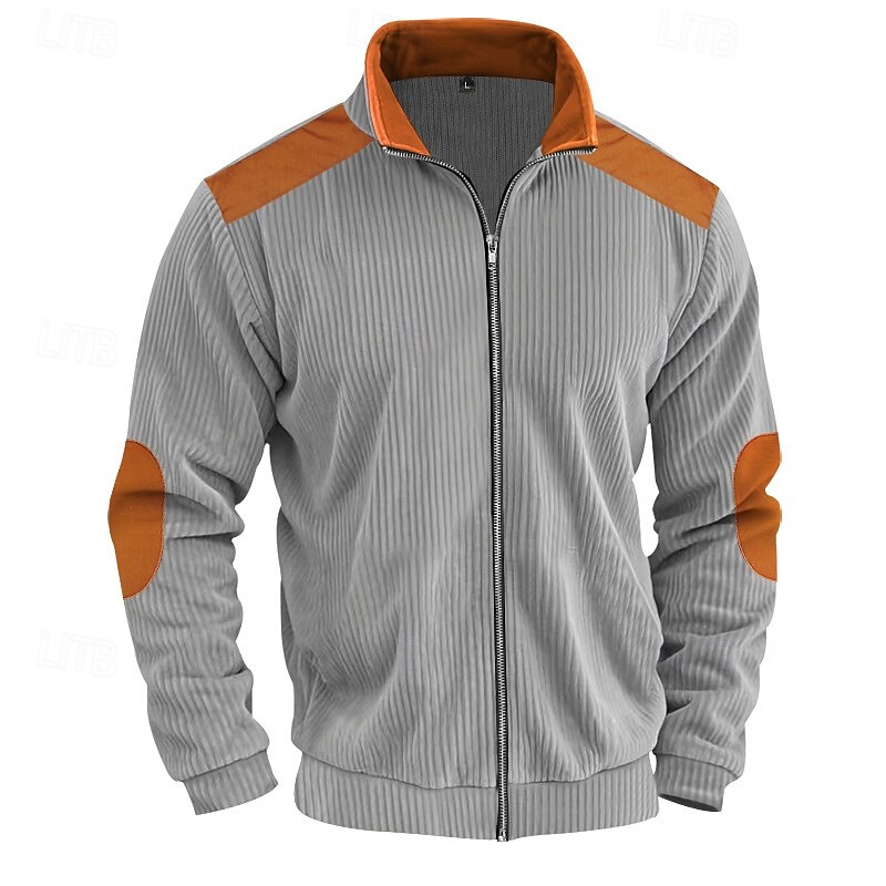 Men's Lightweight Jacket Corduroy Jacket Casual Jacket Vacation Daily Pocket Spring Fall Color Block Fashion Classic Stand Collar Regular Apricot Black White Yellow Wine Jacket4