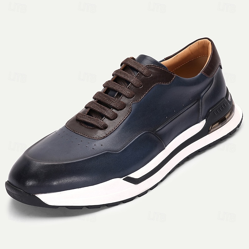 Navy Blue Sports-Inspired Sneakers for Men with Premium Cowhide Upper and Sporty Design - Perfect for Active Lifestyles Travel Casual Events and Outdoor Activities2