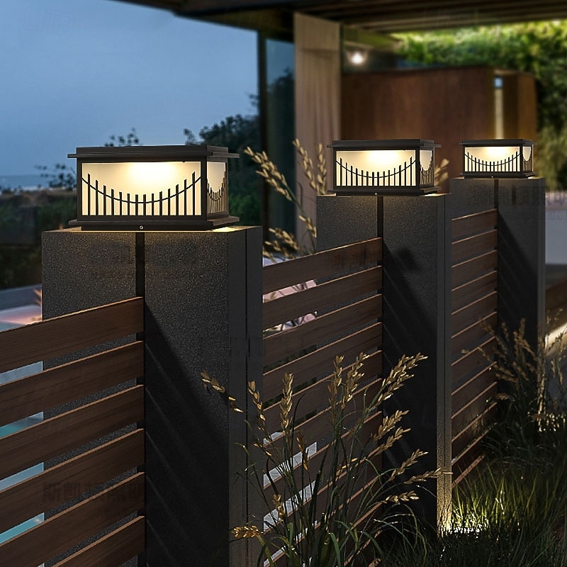 Outdoor Post Lamp 5W Aluminum LED Pillar Post Lantern Column Light Fixture for Yard Entrance Garden 110-240V