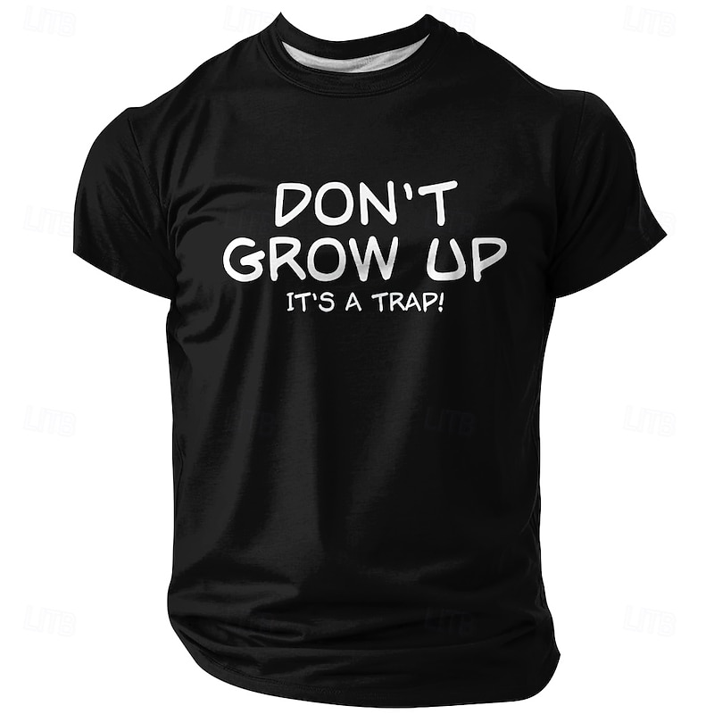Men's Short Sleeve Red Funny Graphic T-Shirt: Don't Grow Up It's A Trap Lifestyle Humor