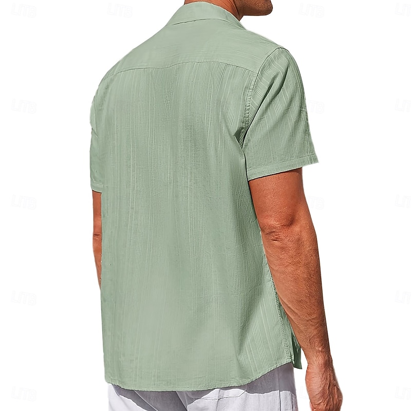 Men's Shirt Summer Shirt Beach Shirt Summer Hawaiian Shirt Solid Color Vacation Street Black White Wine Navy Blue Short Sleeve Collar Summer Spring & Summer Clothing Apparel Patchwork3