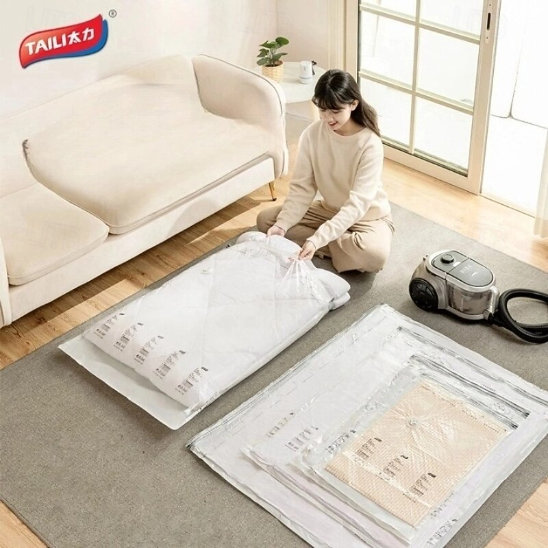 TAILI Vacuum Storage Bags, Jumbo Cube, Extra Large Vacuum Seal Bags for Clothing, Comforters, Blankets, Bedding, Closet Organization Space Saving2