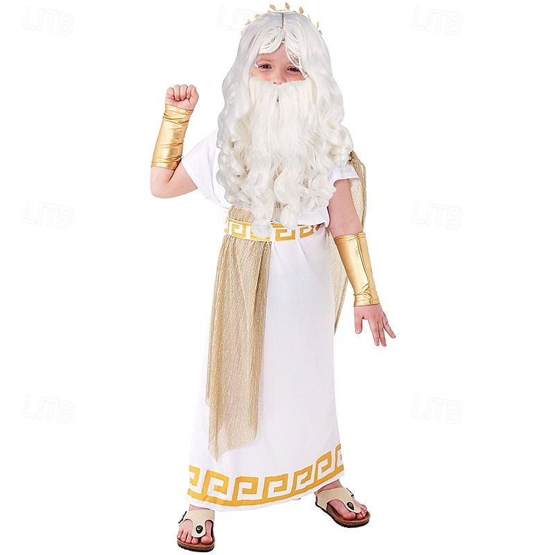 Ancient Greek God Zeus, Apollo, Hermes Historical Outfits - Kid's Performance, Educational Dress Up, School Event, Halloween, Carnival, World Book Day Costume (Excludes Wigs & Beards)4