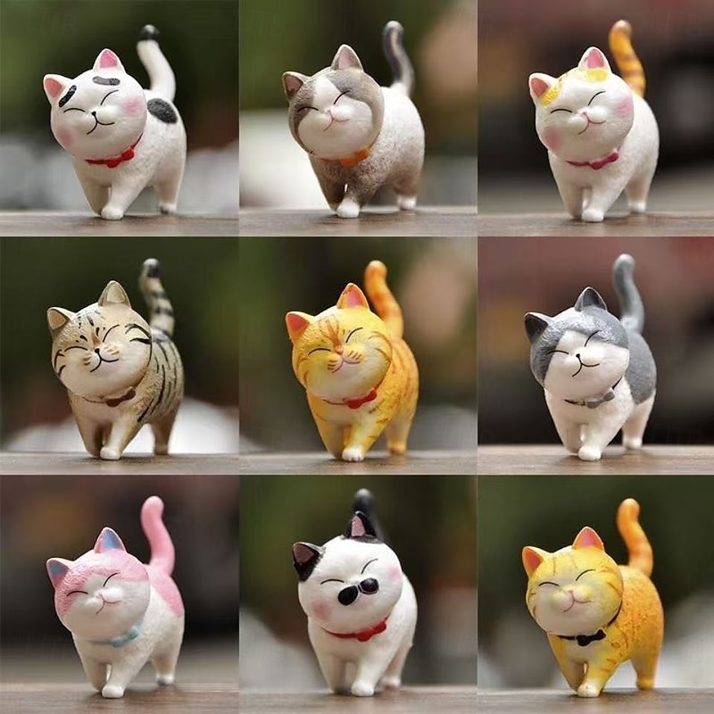 Simulation cat super cute nine cat toy set bell doll ornaments children's toy cat gift2