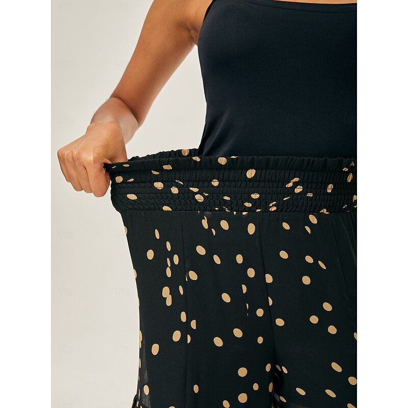 Polka Dot Chiffon Wide-Leg Culottes3