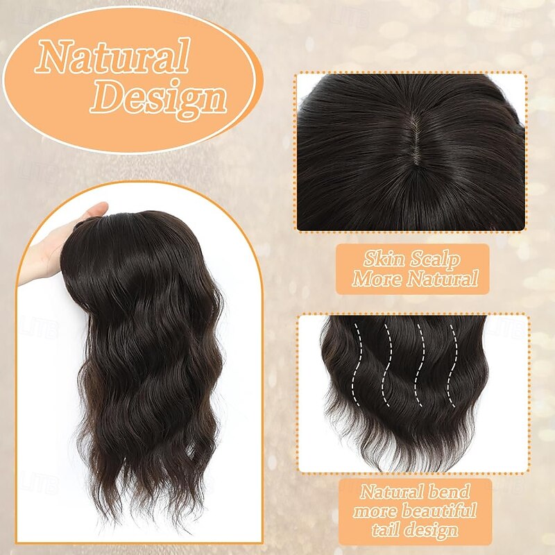 Hair Toppers for Women with Thinning 16 Inch Toppers Hair Pieces for Women French Clip in Bangs 360 3D2