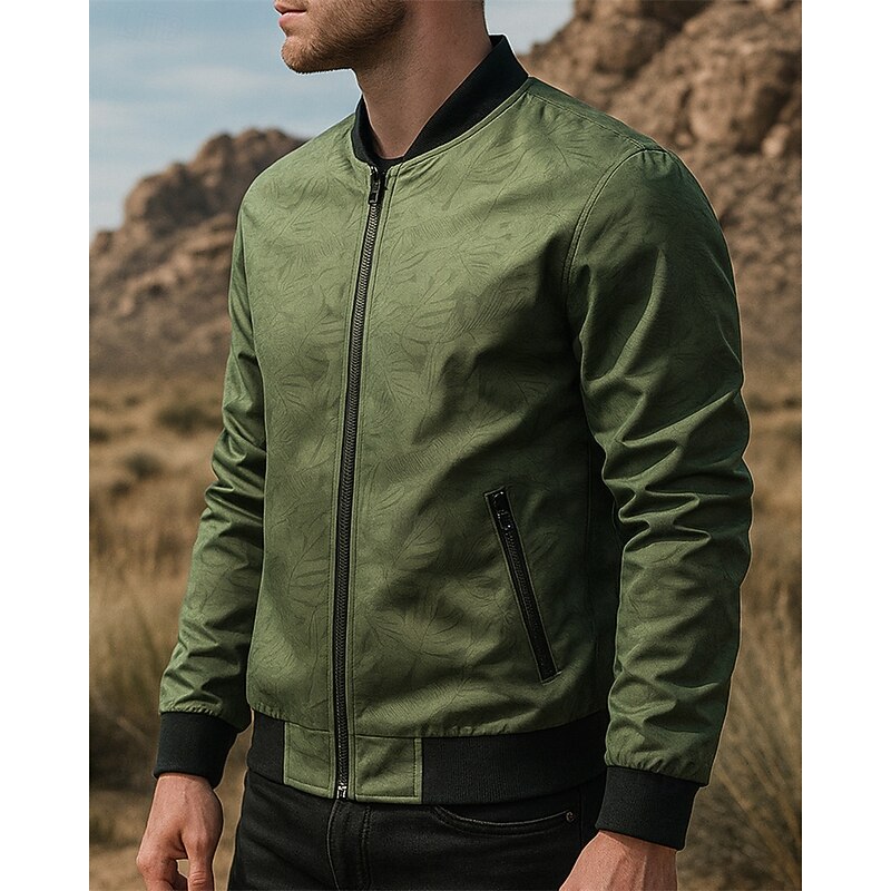 Men's Outdoor Jacket Hiking Jacket Outdoor Waterproof Quick Dry Lightweight Breathable Hiking Outfits Hiking Clothes Spring Autumn / Fall Jacket Tennis Golf Running Floral Black Army Green Khaki3