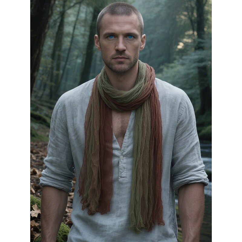 Men's lightweight crinkled chiffon scarf in tie-dye ombre, Perfect for bohemian travel, Everyday layering and spring/fall looks2