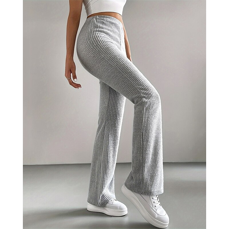 Women's Pants Trousers Leggings Cozy Leggings Casual Workout Full Length High Waist Plain Elastic Waist Breathability Breathable Stretchy Vacation Street Daily Wear Black Green Light Grey Coffee4