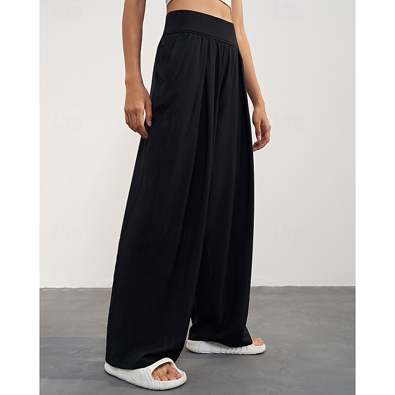 Women's fitness pants Pilates Pants Yoga Pants with Pockets Sun Protection High Waist Gym Pilates Zumba Bottoms Solid Color Black Blue Green Fall Sports Activewear Micro-elastic Loose Fit3